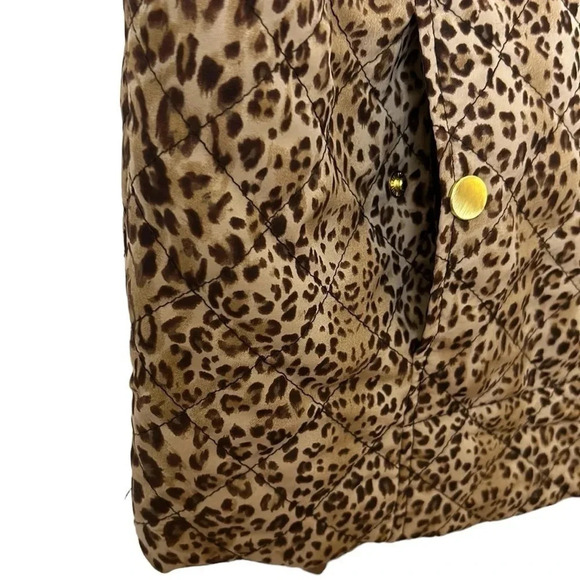 Vtg animal print puffed quilted vest,women size 14.Brown,front zip,mob wife - Picture 5 of 14